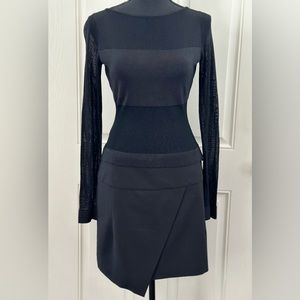 Zara Black Asymmetrical Wrap-Over Skirt, M